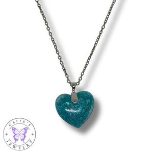 Handmade Silver Chain Necklace with a Heart Bubble Charm